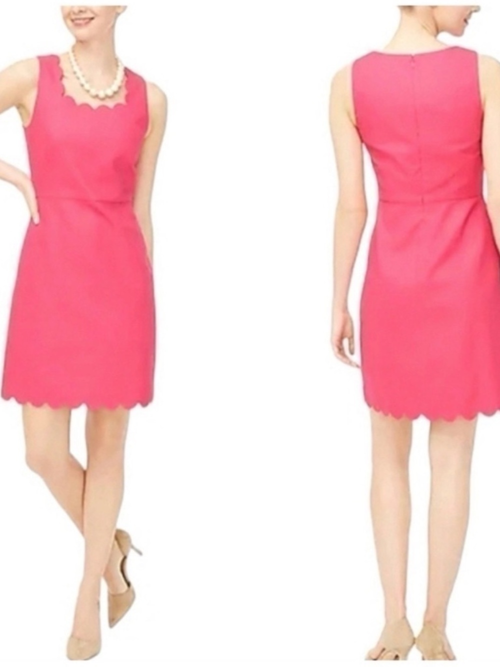 NWT J crew scalloped shift dress in beautiful magenta pink color! Size 12